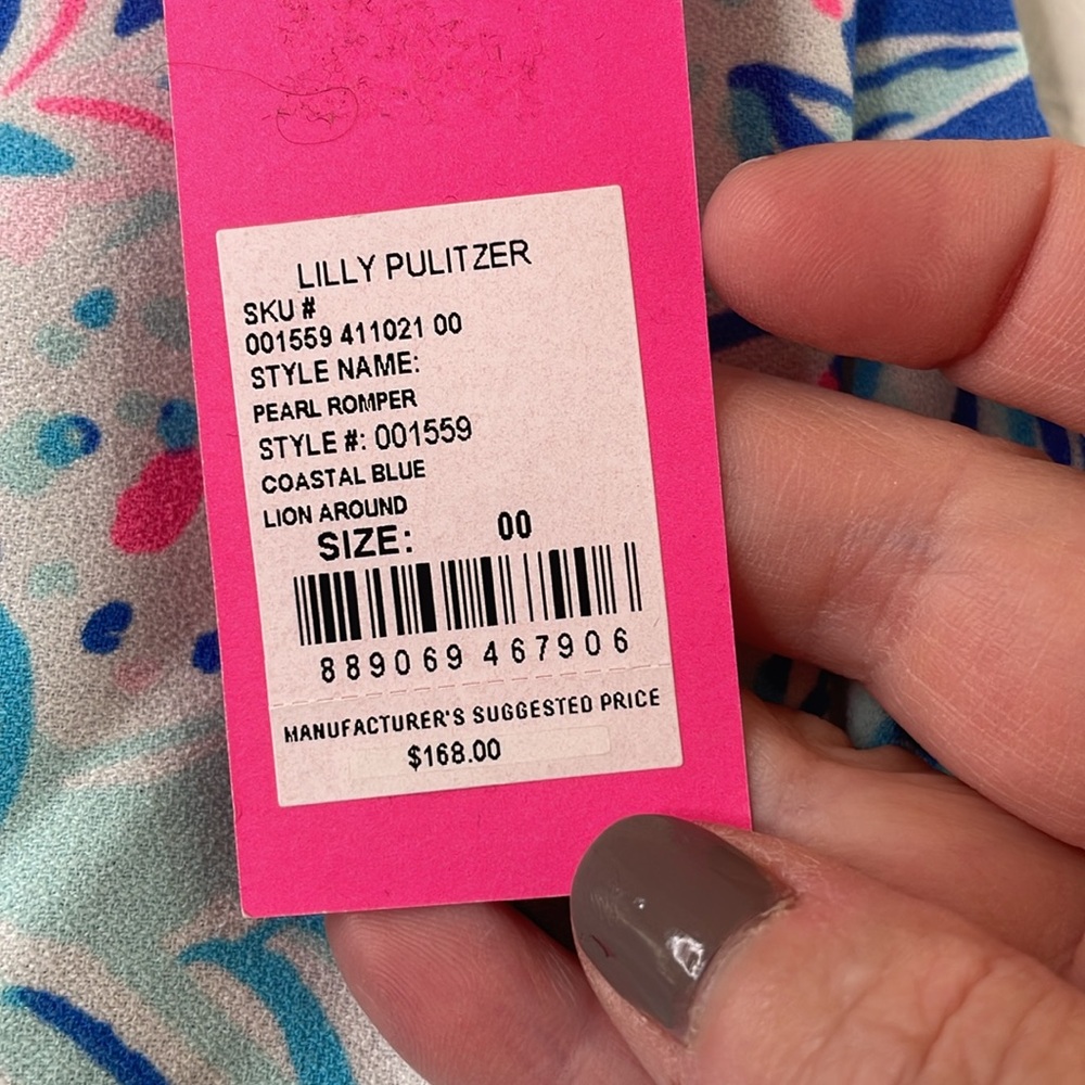 NWT Lilly Pulitzer Blue and Green Floral Romper size 00 - Picture 10 of 11
